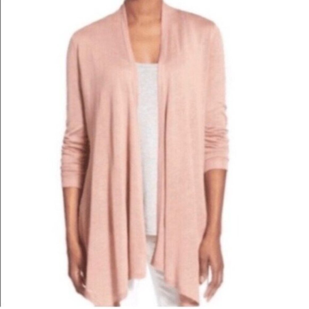 Eileen Fisher Silk Blend Dusty Pink Open Front Cardigan